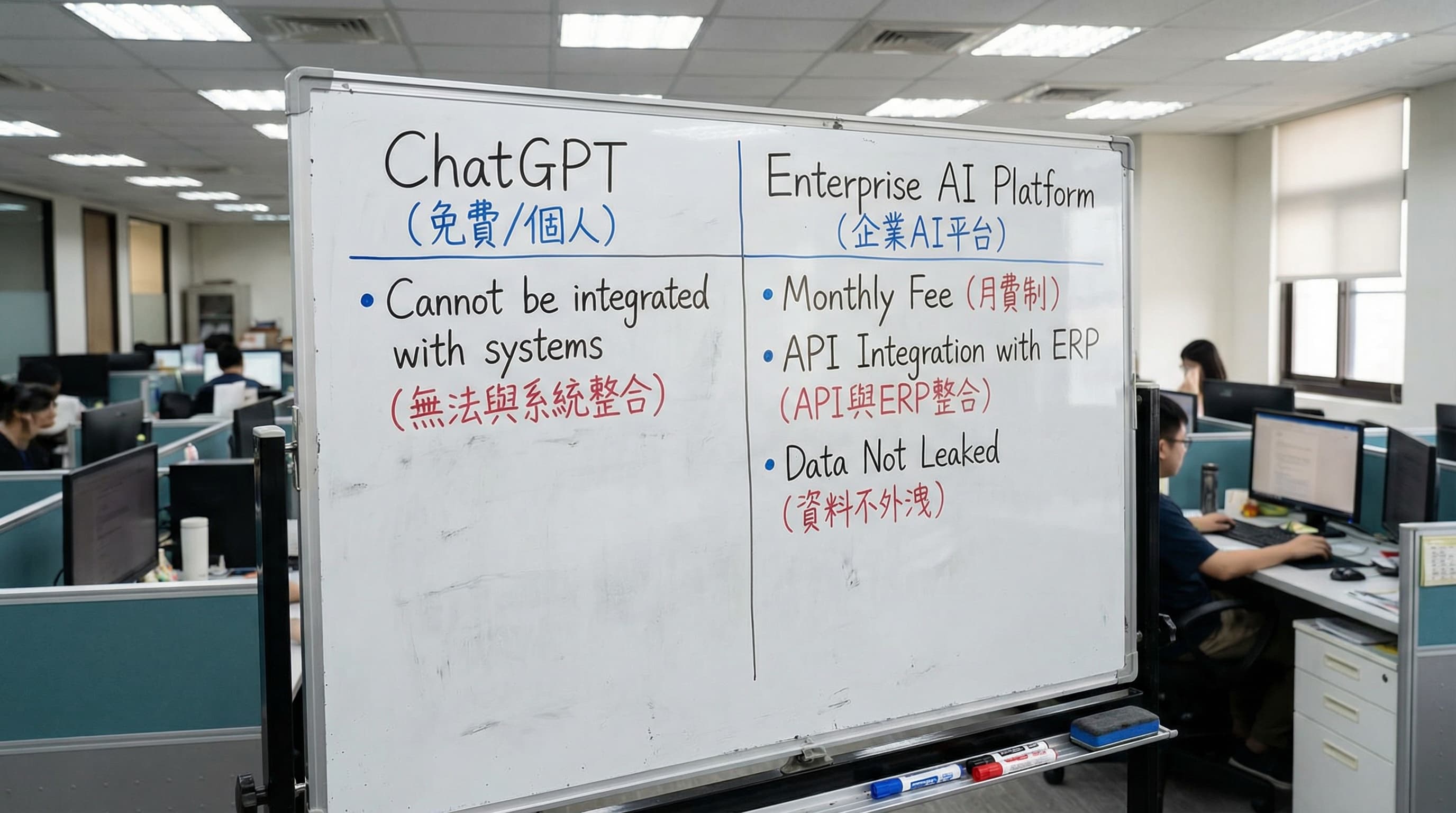 ChatGPT 免費版 vs 企業 AI 平台：台灣中小企業該怎麼選？